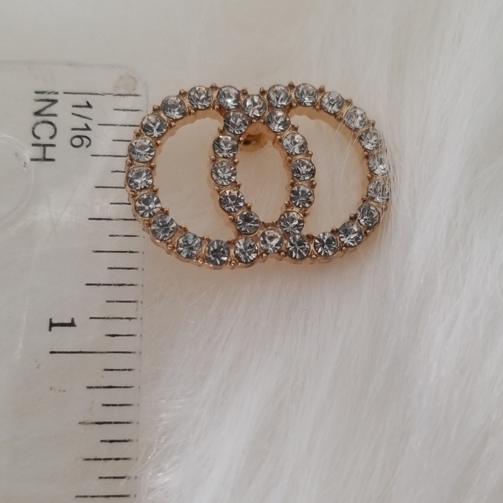 Rhinestone Earrings -Gold - Picture 3 of 3